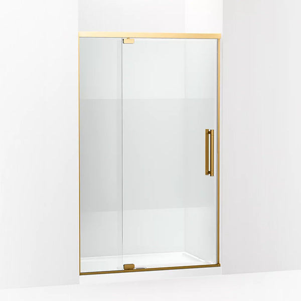 Kohler Premise™ (43.6 - 47.6 W x 76 H) Pivot Shower door with 5/16 (8mm) thick Crystal Clear glass in Vibrant Brushed Moderne Brass