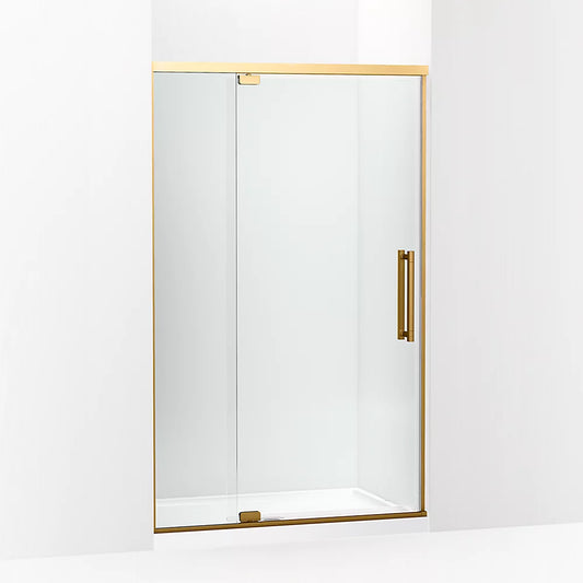 Kohler Premise™ (43.6" - 47.6" W x 76" H) Pivot Shower door with 5/16" (8mm) thick Crystal Clear glass in Vibrant Brushed Moderne Brass