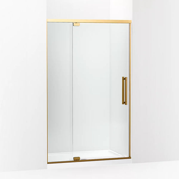 Kohler Premise™ (43.6 - 47.6 W x 76 H) Pivot Shower door with 5/16 (8mm) thick Crystal Clear glass in Vibrant Brushed Moderne Brass