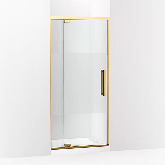 Kohler Premise™ (31.6" – 35.6" W x 76" H) Pivot Shower door with 5/16" (8mm) thick Crystal Clear glass in Vibrant Brushed Moderne Brass