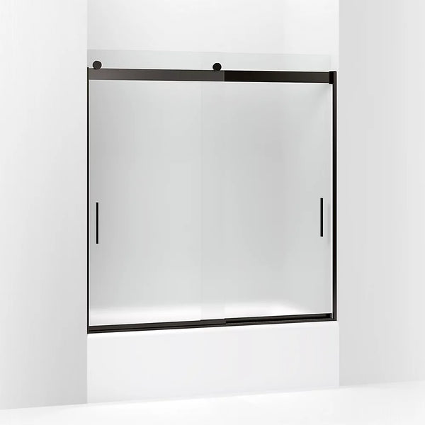 Kohler Levity® (56.6 - 59.6 W x 62 H) Sliding Bath Door with 1/4 (6mm) thick Frosted glass in Anodized Dark Bronze