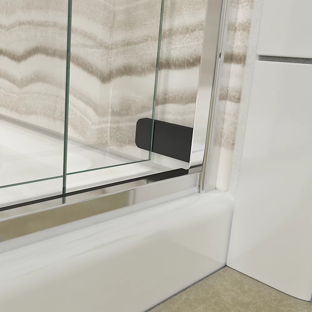 Kohler Levity® (56.6" - 59.6" W x 62" H) Sliding Bath Door with 1/4" (6mm) thick Crystal Clear glass in Vibrant Brushed Moderne Brass