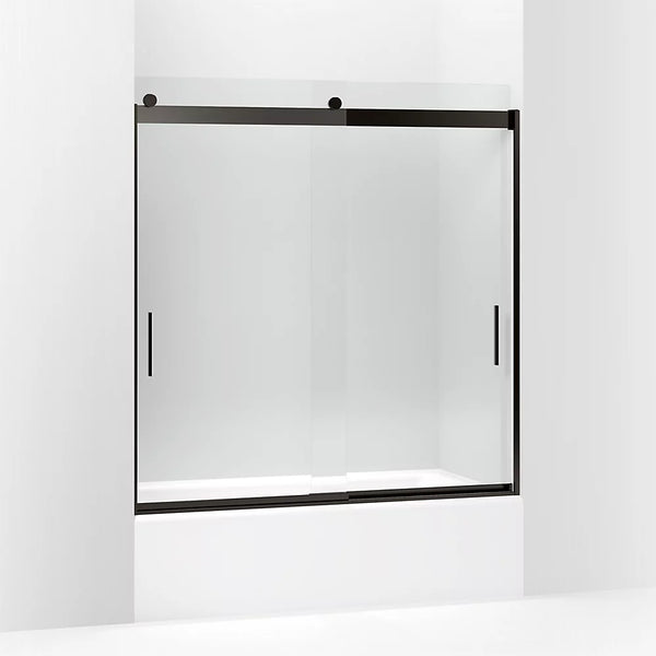 Kohler Levity® (56.6 - 59.6 W x 62 H) Sliding Bath Door with 1/4 (6mm) thick Crystal Clear glass in Anodized Dark Bronze