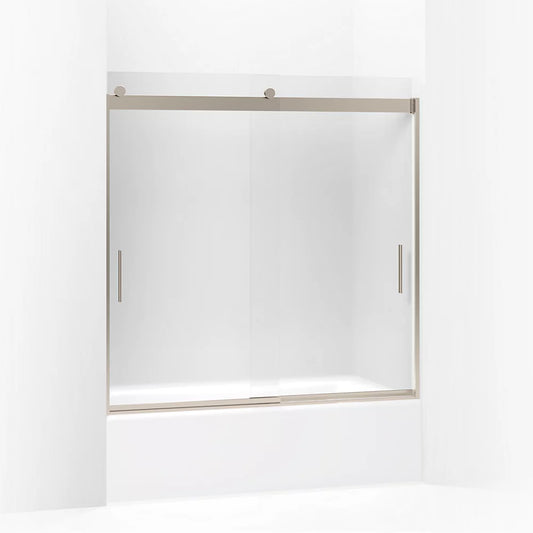 Kohler Levity® Sliding bath door (56.6" - 59.6" W x 59.8" H) with 1/4" (6mm) thick Frosted glass in Anodized Brushed Bronze