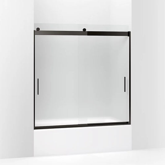 Kohler Levity® Sliding bath door (56.6" - 59.6" W x 59.8" H) with 1/4" (6mm) thick Frosted glass in Anodized Dark Bronze