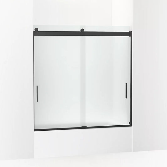 Kohler Levity® Sliding bath door (56.6" - 59.6" W x 59.8" H) with 1/4" (6mm) thick Frosted glass in Matte Black