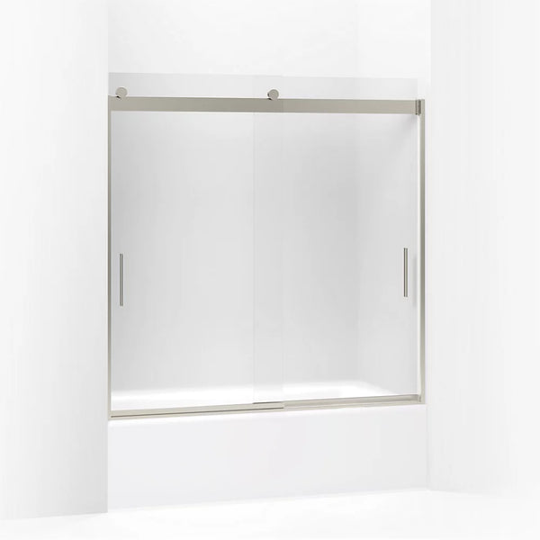 Kohler Levity® Sliding bath door (56.6 - 59.6 W x 59.8 H) with 1/4 (6mm) thick Frosted glass in Matte Nickel