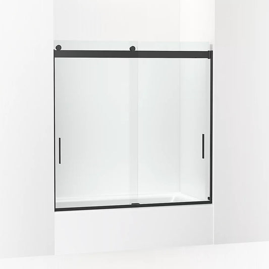 Kohler Levity® Sliding bath door (56.6" - 59.6" W x 59.8" H) with 1/4" (6mm) thick Crystal Clear glass in Matte Black