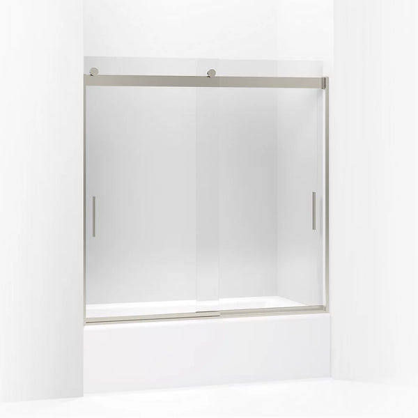 Kohler Levity® Sliding bath door (56.6 - 59.6 W x 59.8 H) with 1/4 (6mm) thick Crystal Clear glass in Matte Nickel