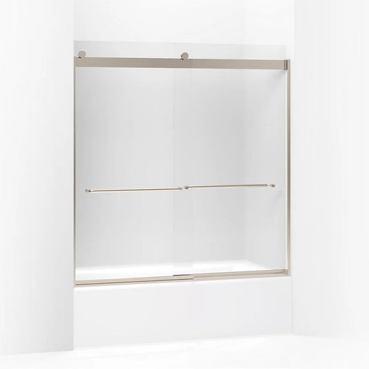 Kohler Levity® Sliding bath door (56.6" - 59.6" W x 62" H) with 1/4" (6mm) thick Frosted glass in Anodized Brushed Bronze