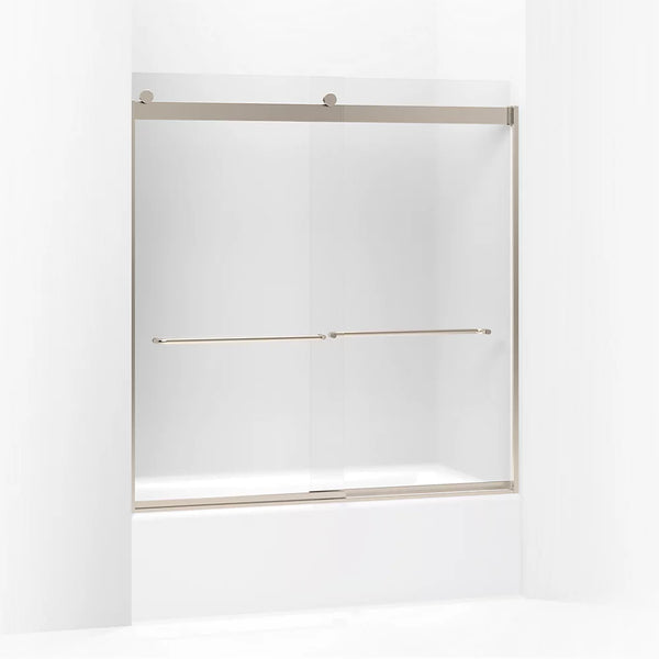 Kohler Levity® Sliding bath door (56.6 - 59.6 W x 62 H) with 1/4 (6mm) thick Frosted glass in Anodized Brushed Bronze