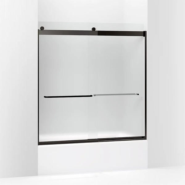 Kohler Levity® Sliding bath door (56.6 - 59.6 W x 62 H) with 1/4 (6mm) thick Frosted glass in Anodized Dark Bronze