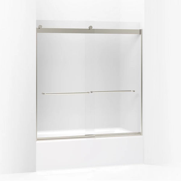 Kohler Levity® Sliding bath door (56.6 - 59.6 W x 62 H) with 1/4 (6mm) thick Frosted glass in Matte Nickel