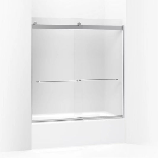 Kohler Levity® Sliding bath door (56.6" - 59.6" W x 62" H) with 1/4" (6mm) thick Frosted glass in Bright Silver