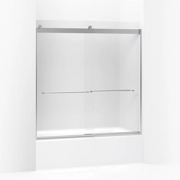 Kohler Levity® Sliding bath door (56.6 - 59.6 W x 62 H) with 1/4 (6mm) thick Frosted glass in Bright Silver