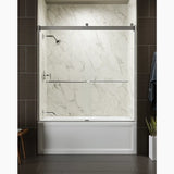 Kohler Levity® Sliding bath door (56.6" - 59.6" W x 62" H) with 1/4" (6mm) thick glass