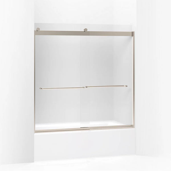 Kohler Levity® Sliding Bath door (56.6 - 59.6 W x 59.8 H) with 1/4 (6mm) thick Frosted glass in Anodized Brushed Bronze