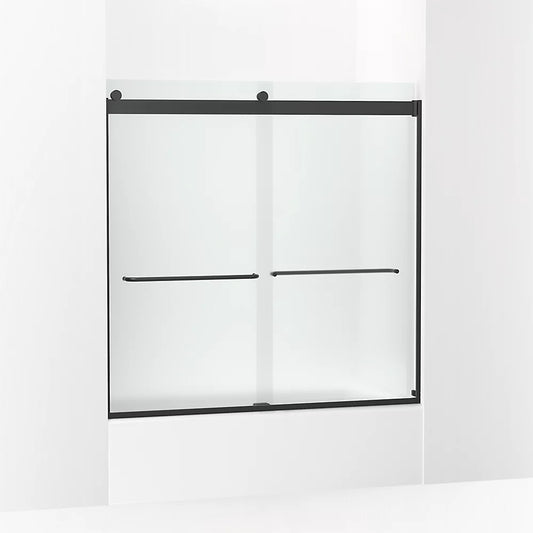 Kohler Levity® Sliding Bath door (56.6" - 59.6" W x 59.8" H) with 1/4" (6mm) thick Frosted glass in Matte Black