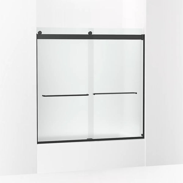 Kohler Levity® Sliding Bath door (56.6 - 59.6 W x 59.8 H) with 1/4 (6mm) thick Frosted glass in Matte Black