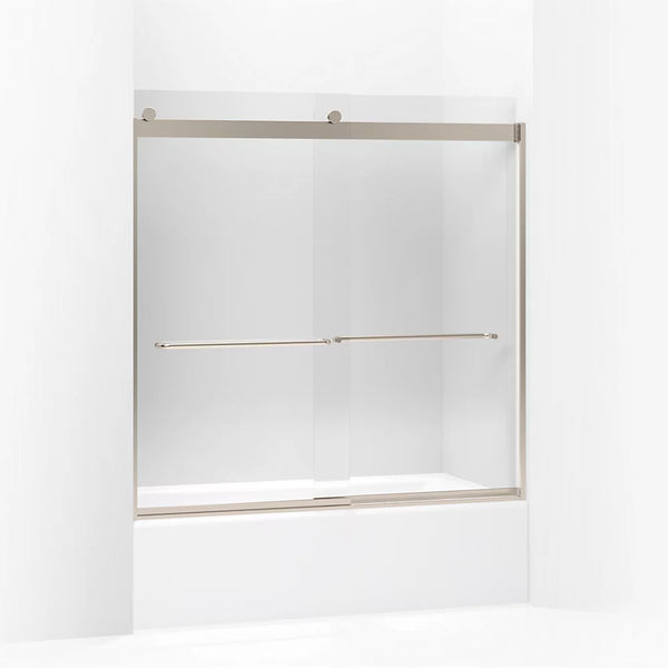 Kohler Levity® Sliding Bath door (56.6 - 59.6 W x 59.8 H) with 1/4 (6mm) thick Crystal Clear glass in Anodized Brushed Bronze