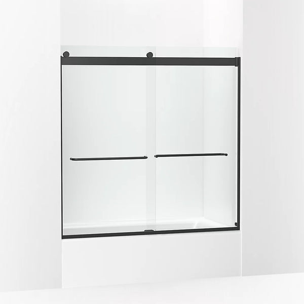 Kohler Levity® Sliding Bath door (56.6 - 59.6 W x 59.8 H) with 1/4 (6mm) thick Crystal Clear glass in Matte Black