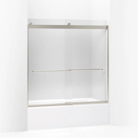 Kohler Levity® Sliding Bath door (56.6" - 59.6" W x 59.8" H) with 1/4" (6mm) thick Crystal Clear glass in Matte Nickel