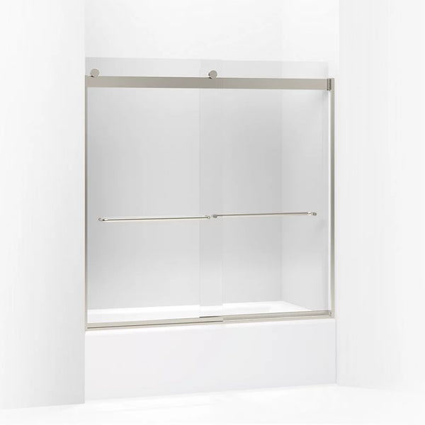 Kohler Levity® Sliding Bath door (56.6 - 59.6 W x 59.8 H) with 1/4 (6mm) thick Crystal Clear glass in Matte Nickel