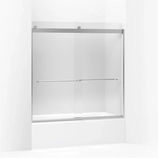 Kohler Levity® Sliding Bath door (56.6" - 59.6" W x 59.8" H) with 1/4" (6mm) thick Crystal Clear glass in Bright Silver