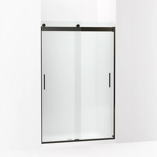 Kohler Levity® Sliding shower door (43.6" - 47.6" W x 74" H) with 1/4" (6mm) thick Frosted glass in Anodized Dark Bronze