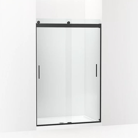 Kohler Levity® Sliding shower door (43.6" - 47.6" W x 74" H) with 1/4" (6mm) thick Crystal Clear glass in Matte Black