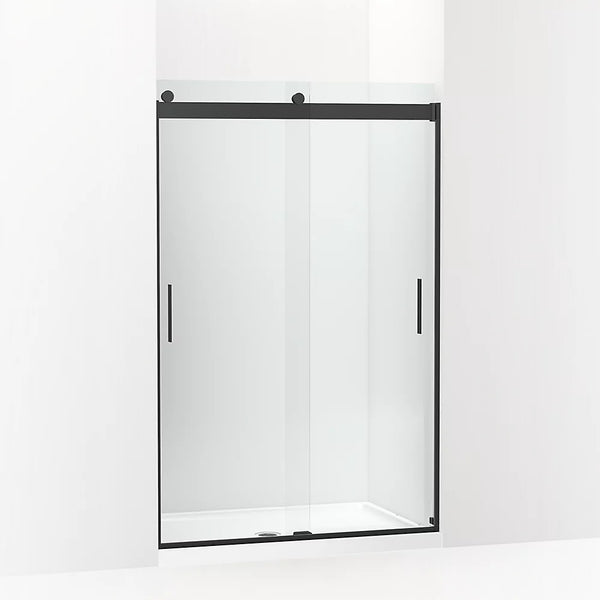 Kohler Levity® Sliding shower door (43.6 - 47.6 W x 74 H) with 1/4 (6mm) thick Crystal Clear glass in Matte Black