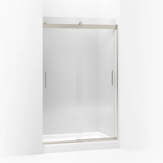 Kohler Levity® Sliding shower door (43.6" - 47.6" W x 74" H) with 1/4" (6mm) thick Crystal Clear glass in Matte Nickel