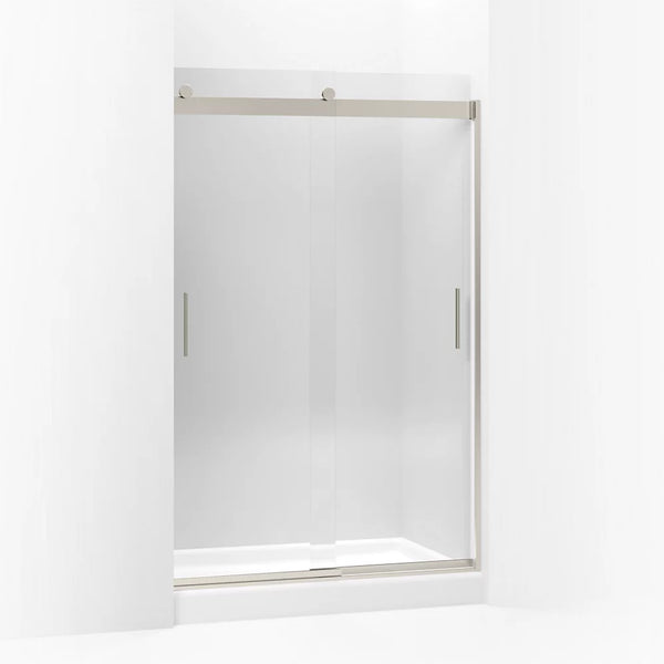 Kohler Levity® Sliding shower door (43.6 - 47.6 W x 74 H) with 1/4 (6mm) thick Crystal Clear glass in Matte Nickel