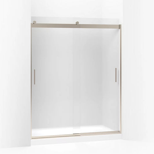 Kohler Levity® Sliding shower door (56.6" - 59.6" W x 74" H) with 1/4" (6mm) thick Frosted glass in Anodized Brushed Bronze