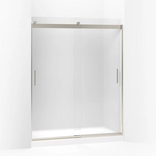 Kohler Levity® Sliding shower door (56.6" - 59.6" W x 74" H) with 1/4" (6mm) thick Frosted glass in Matte Nickel