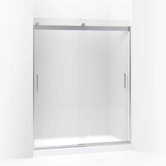 Kohler Levity® Sliding shower door (56.6" - 59.6" W x 74" H) with 1/4" (6mm) thick Frosted glass in Bright Silver