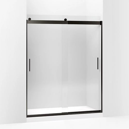 Kohler Levity® Sliding shower door (56.6" - 59.6" W x 74" H) with 1/4" (6mm) thick Crystal Clear glass in Anodized Dark Bronze