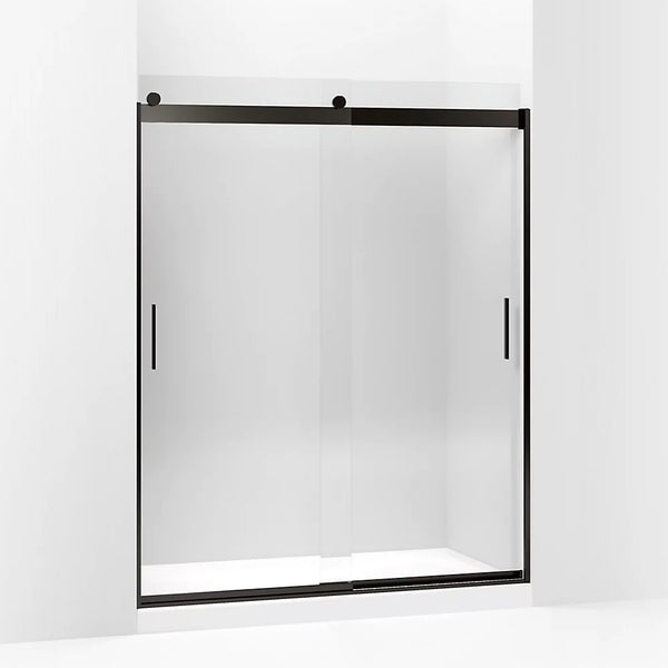 Kohler Levity® Sliding shower door (56.6 - 59.6 W x 74 H) with 1/4 (6mm) thick Crystal Clear glass in Anodized Dark Bronze