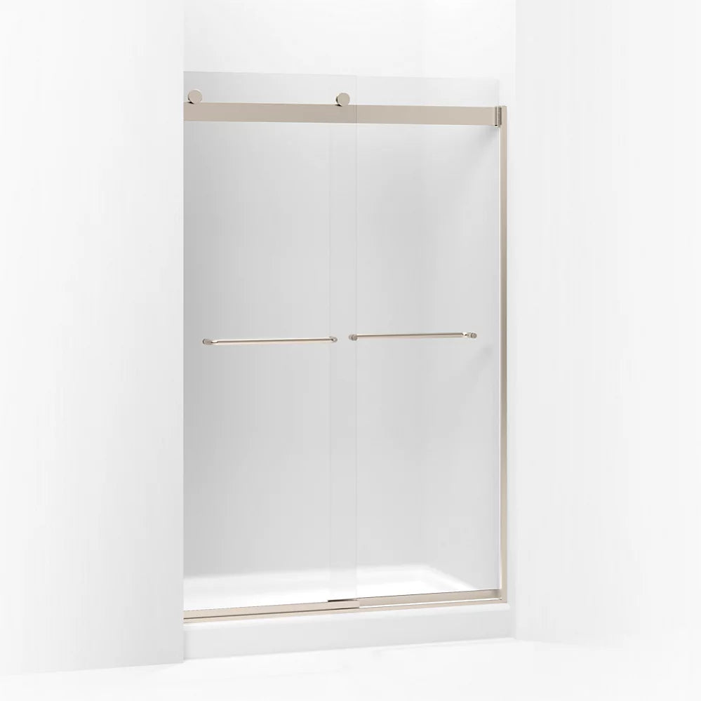 Kohler Levity® Sliding shower door (44.6" - 47.6" W x 74" H) with 1/4" (6mm) thick Frosted glass in Anodized Brushed Bronze