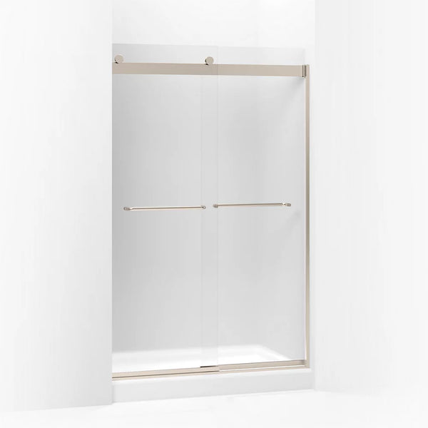 Kohler Levity® Sliding shower door (44.6 - 47.6 W x 74 H) with 1/4 (6mm) thick Frosted glass in Anodized Brushed Bronze