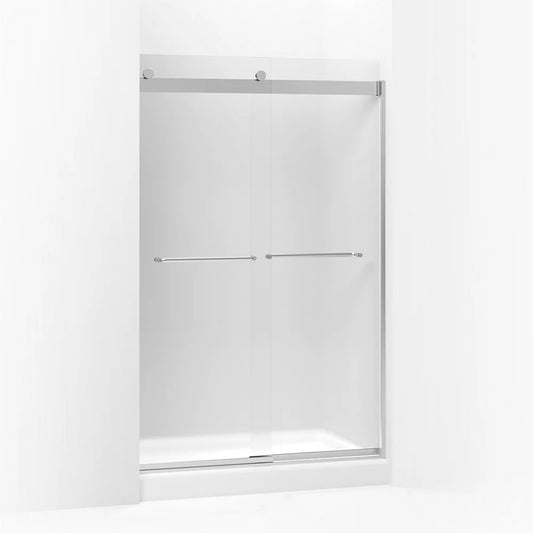 Kohler Levity® Sliding shower door (44.6" - 47.6" W x 74" H) with 1/4" (6mm) thick Frosted glass in Bright Silver