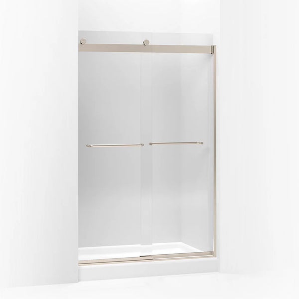 Kohler Levity® Sliding shower door (44.6 - 47.6 W x 74 H) with 1/4 (6mm) thick Crystal Clear glass in Anodized Brushed Bronze