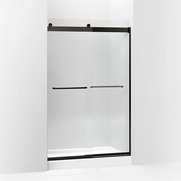 Kohler Levity® Sliding shower door (44.6 - 47.6 W x 74 H) with 1/4 (6mm) thick Crystal Clear glass in Anodized Dark Bronze