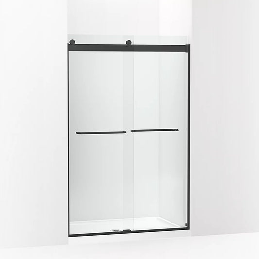 Kohler Levity® Sliding shower door (44.6" - 47.6" W x 74" H) with 1/4" (6mm) thick Crystal Clear glass in Matte Black