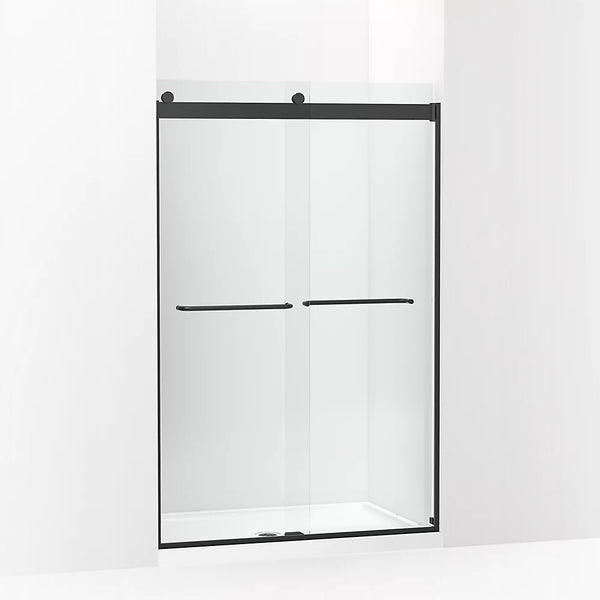 Kohler Levity® Sliding shower door (44.6 - 47.6 W x 74 H) with 1/4 (6mm) thick Crystal Clear glass in Matte Black