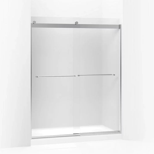 Kohler Levity® Sliding Shower door (56.6" - 59.6" W x 74" H) with 1/4" (6mm) thick Frosted glass in Bright Silver