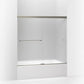 Kohler Revel® Sliding bath door (56.6" - 59.6" W x 55.5" H) with 1/4" (6mm) thick Frosted glass in Anodized Brushed Nickel