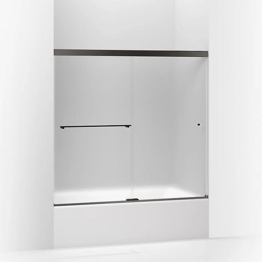 Kohler Revel® Sliding bath door (56.6" - 59.6"W x 55.5" H) with 5/16" (8mm) thick Frosted glass in Anodized Dark Bronze