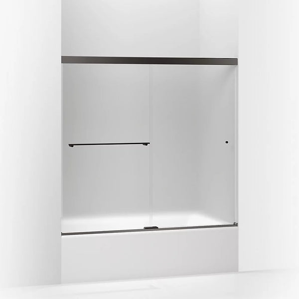 Kohler Revel® Sliding bath door (56.6 - 59.6W x 55.5 H) with 5/16 (8mm) thick Frosted glass in Anodized Dark Bronze