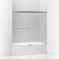 Kohler Revel® (55.6" - 59.6" W x 62" H) Sliding Bath door with 5/16" (8mm) thick Frosted glass in Bright Polished Silver